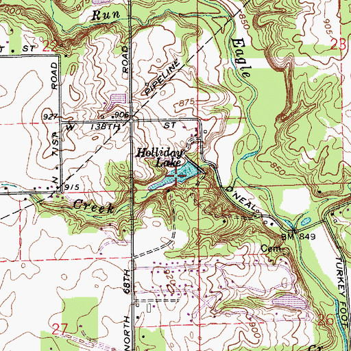 Topographic Map of Holliday Lake, IN