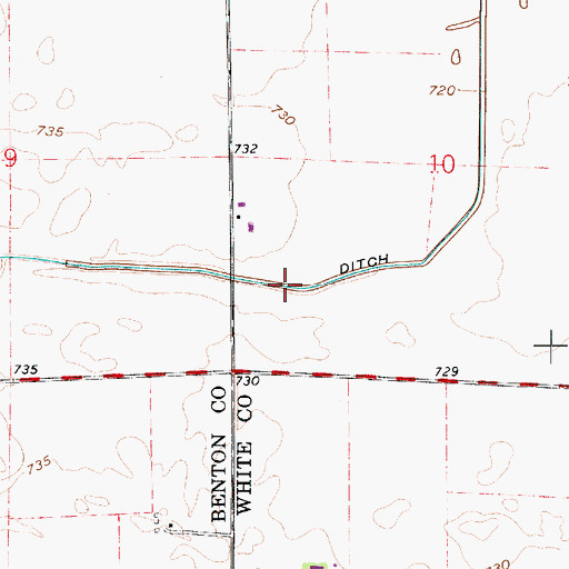 Topographic Map of Hollingsworth Ditch, IN