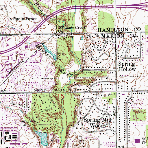 Topographic Map of Hoover Run, IN