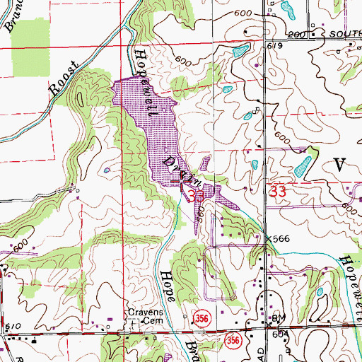 Topographic Map of Hope Branch, IN