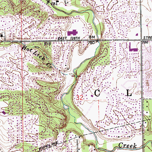 Topographic Map of Hot Lick Creek, IN