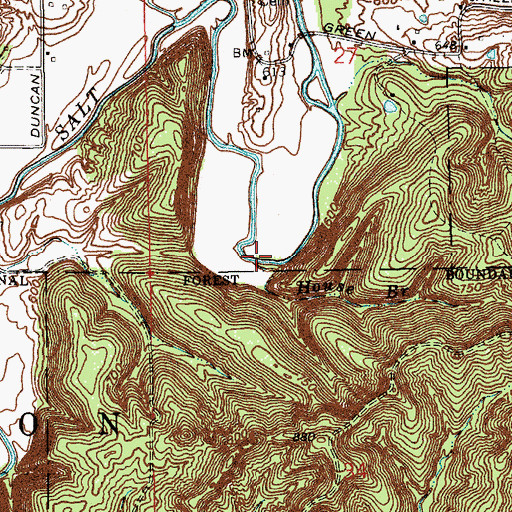 Topographic Map of House Branch, IN
