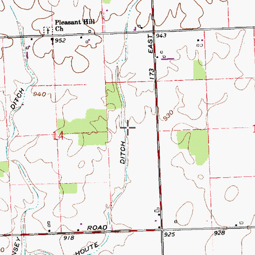 Topographic Map of Houte Ditch, IN