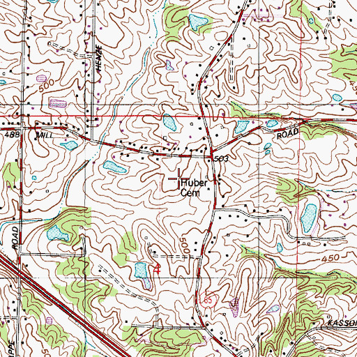 Topographic Map of Huber Cemetery, IN