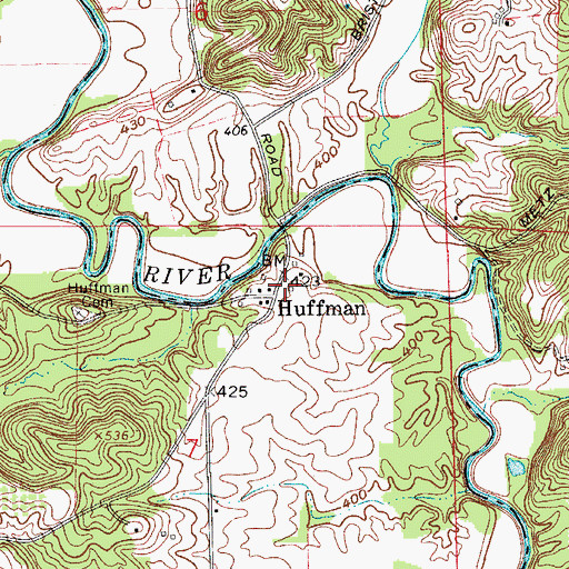 Topographic Map of Huffman, IN