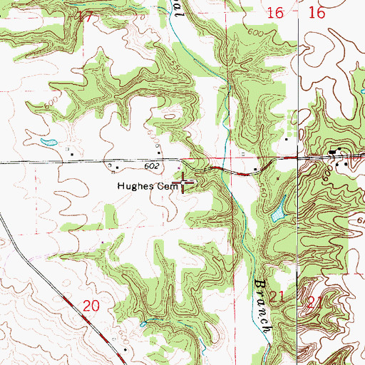 Topographic Map of Hughes Cemetery, IN