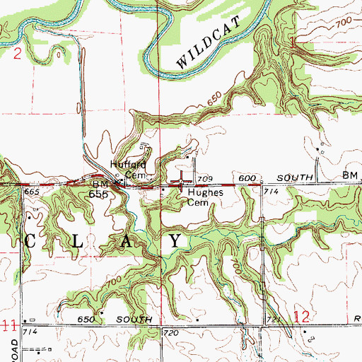 Topographic Map of Hughes Cemetery, IN