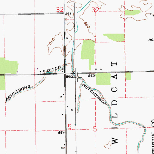 Topographic Map of Hutcherson Ditch, IN