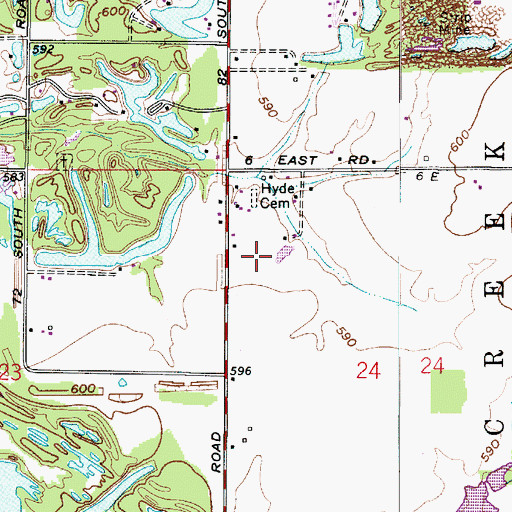 Topographic Map of Hyde Cemetery, IN