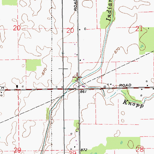 Topographic Map of Indian Creek, IN