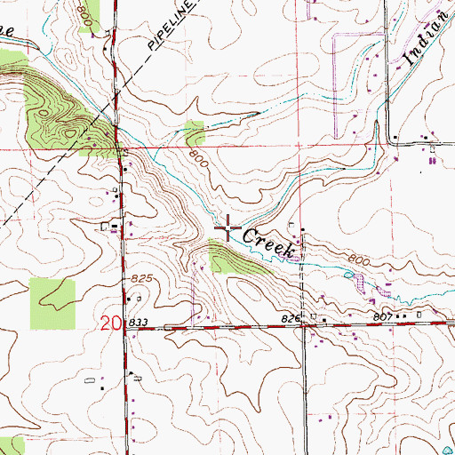 Topographic Map of Indian Creek, IN