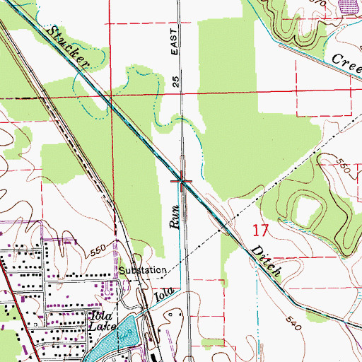 Topographic Map of Iola Run, IN