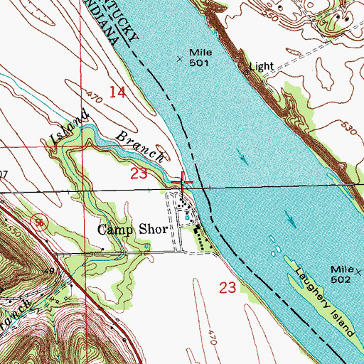 Topographic Map of Island Branch, IN