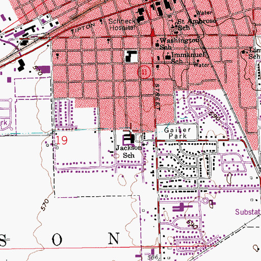 Topographic Map of Seymour-Jackson Elementary School, IN