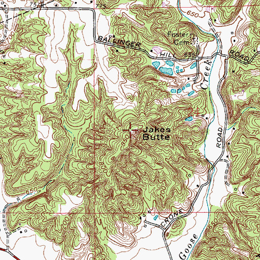 Topographic Map of Jakes Butte, IN