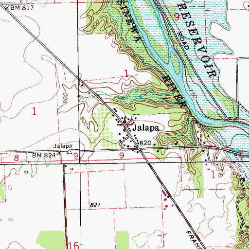 Topographic Map of Jalapa, IN