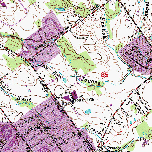 Topographic Map of Jay Run, IN
