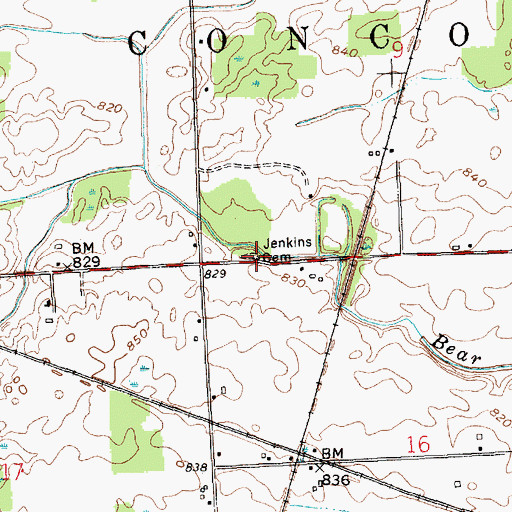 Topographic Map of Jenkins Cemetery, IN