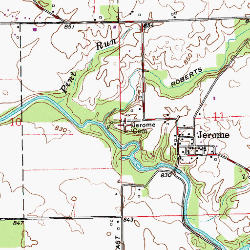 Topographic Map of Jerome Cemetery, IN