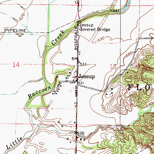 Topographic Map of Jessup, IN