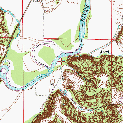 Topographic Map of Jim Creek, IN