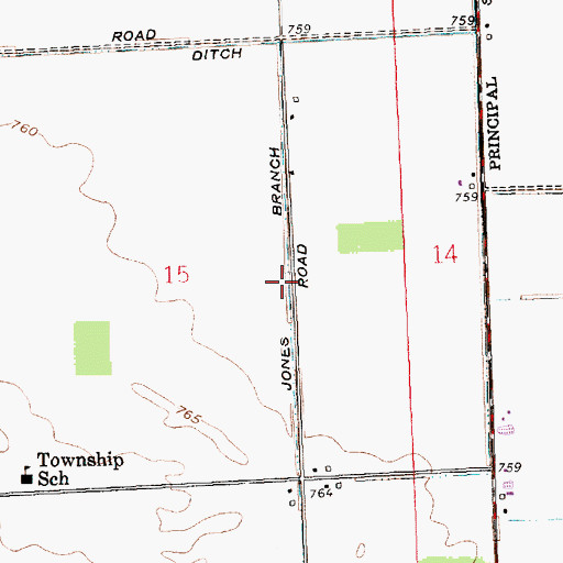Topographic Map of Jones Branch Ditch, IN