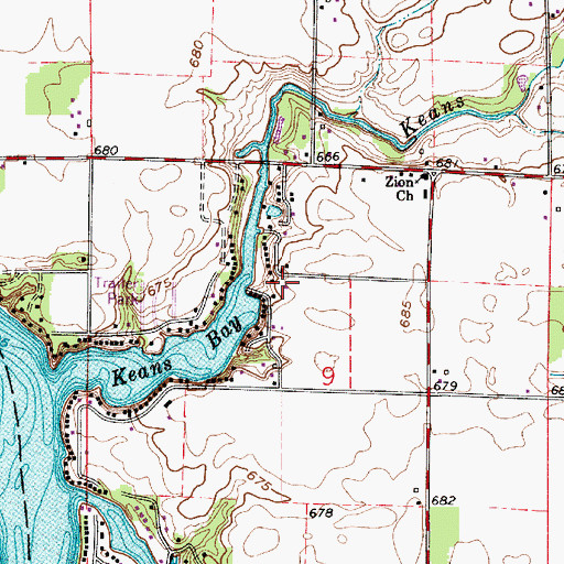 Topographic Map of Keans Creek, IN