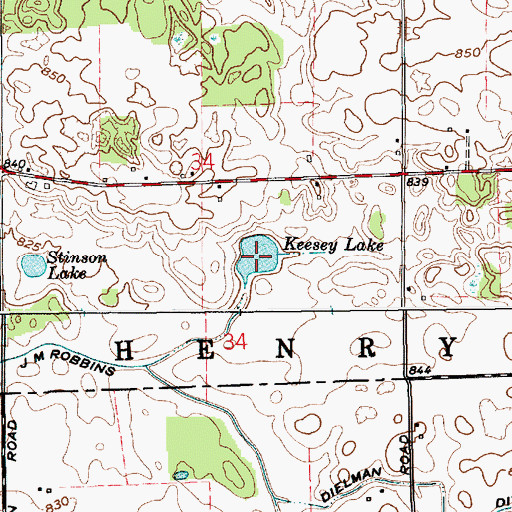 Topographic Map of Keesey Lake, IN