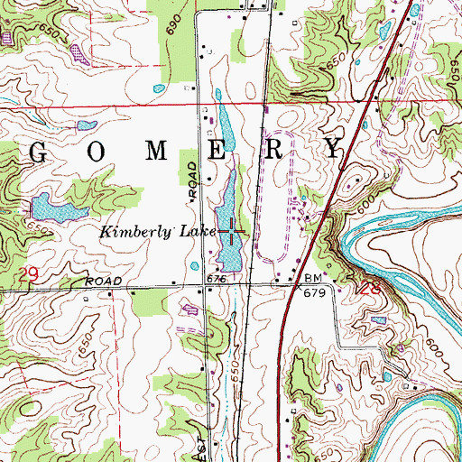 Topographic Map of Kimberly Lake, IN