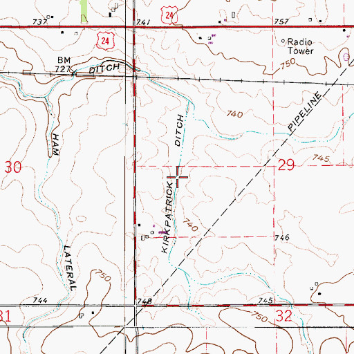 Topographic Map of Kirkpatrick Ditch, IN