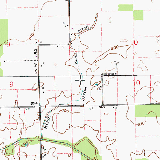 Topographic Map of Klise Ditch, IN