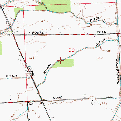 Topographic Map of Knapp Ditch, IN