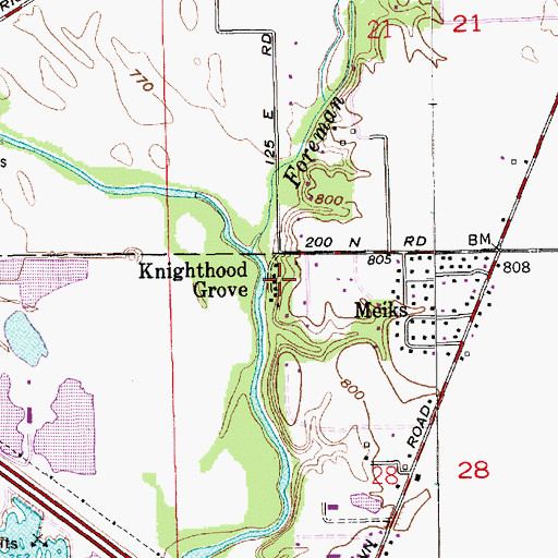 Topographic Map of Knighthood Grove, IN