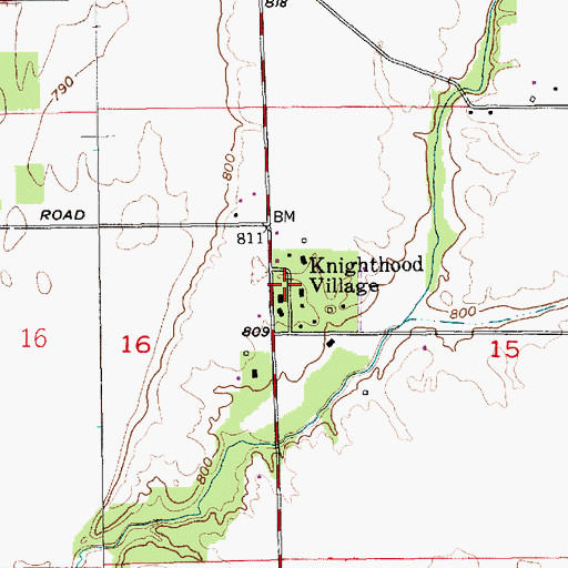 Topographic Map of Knighthood Village, IN