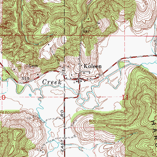 Topographic Map of Koleen, IN