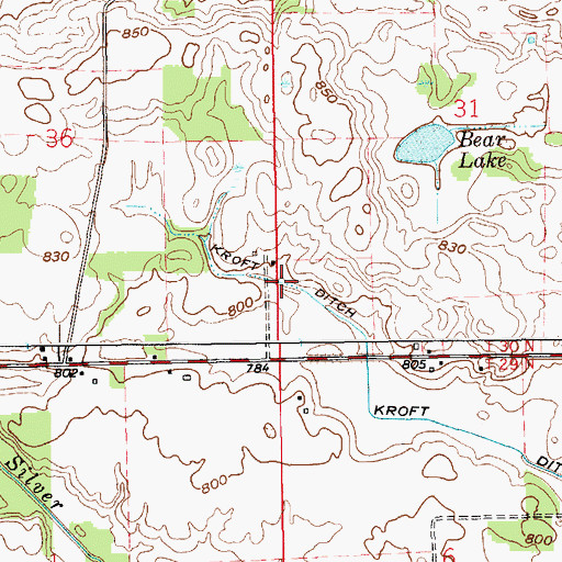 Topographic Map of Kroft Ditch, IN