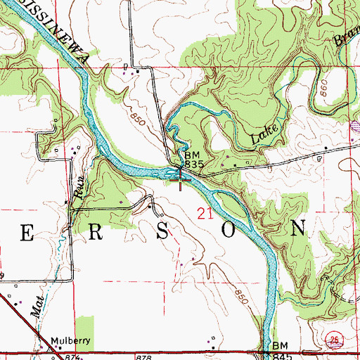 Topographic Map of Lake Branch, IN