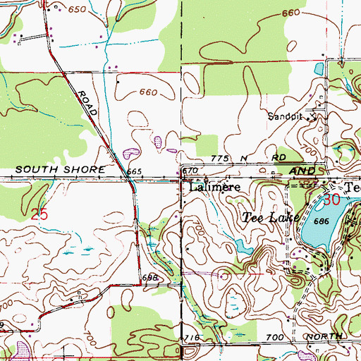 Topographic Map of Lalimere, IN