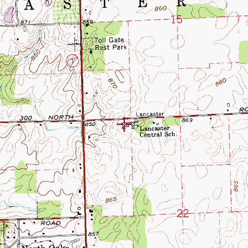 Topographic Map of Lancaster Central School, IN
