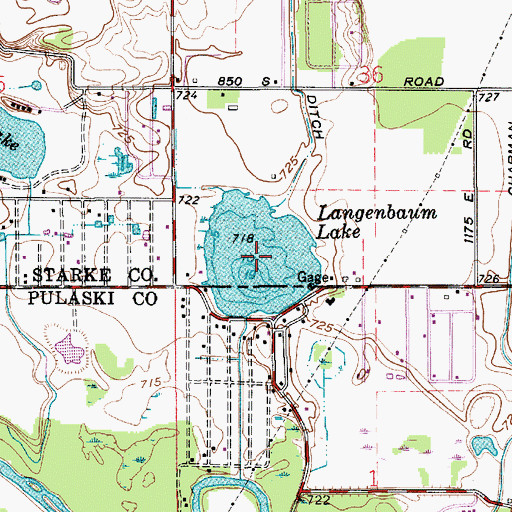 Topographic Map of Langenbahn Lake, IN