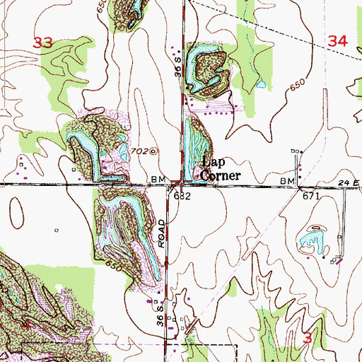 Topographic Map of Lap Corner, IN
