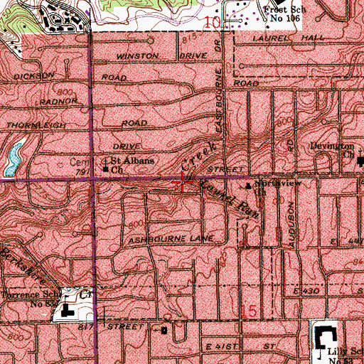 Topographic Map of Laurel Run, IN