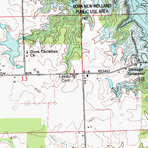 Topographic Map of Leedy Cemetery, IN