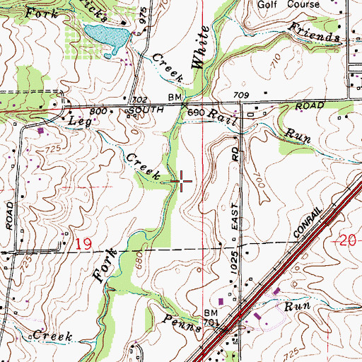 Topographic Map of Leg Creek, IN