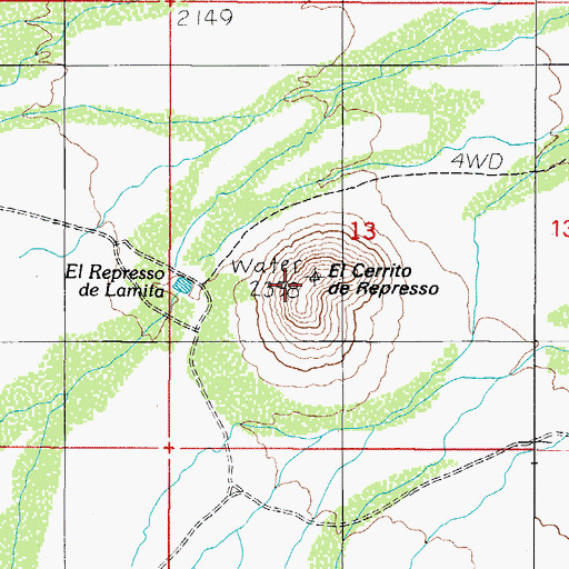 Topographic Map of El Cerrito de Represso, AZ