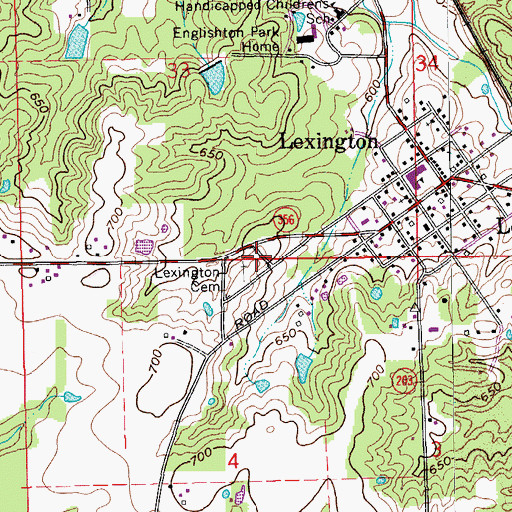 Topographic Map of Lexington Cemetery, IN