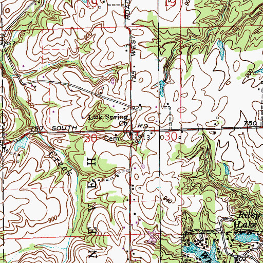 Topographic Map of Lick Spring Church, IN
