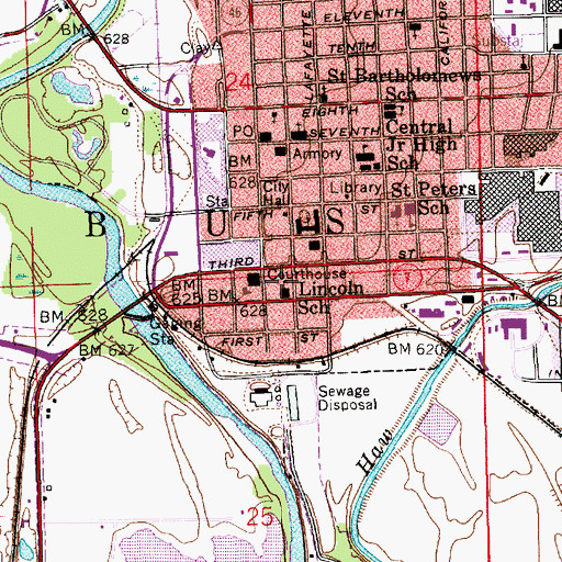 Topographic Map of Lincoln Elementary School, IN