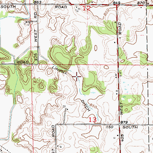 Topographic Map of Linvill Ditch, IN