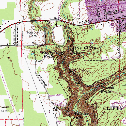 Topographic Map of Little Clifty Creek, IN